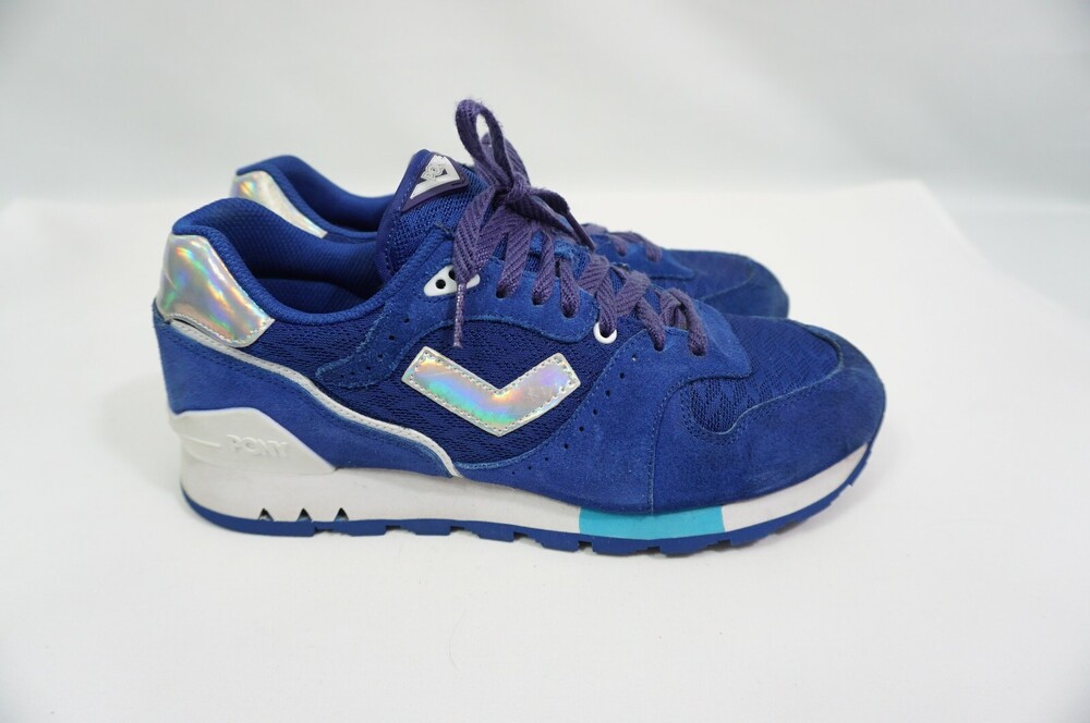 Pony Product of New York Used Men 8.5 Low Royal Blue/Shiny silver Sneakers Suede